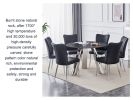 42-inch Sintered Stone Dining Table and Chair Set Mirror-polished Stainless Steel Base 4 Black PU Chairs Modern Luxury Round Dining Table Series